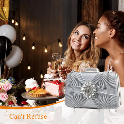 CORIOS Strass Clutch Bag Damen Abendtasche Klein Tasche Shiny Diamant Handtasche Luxuriös Kette Schu