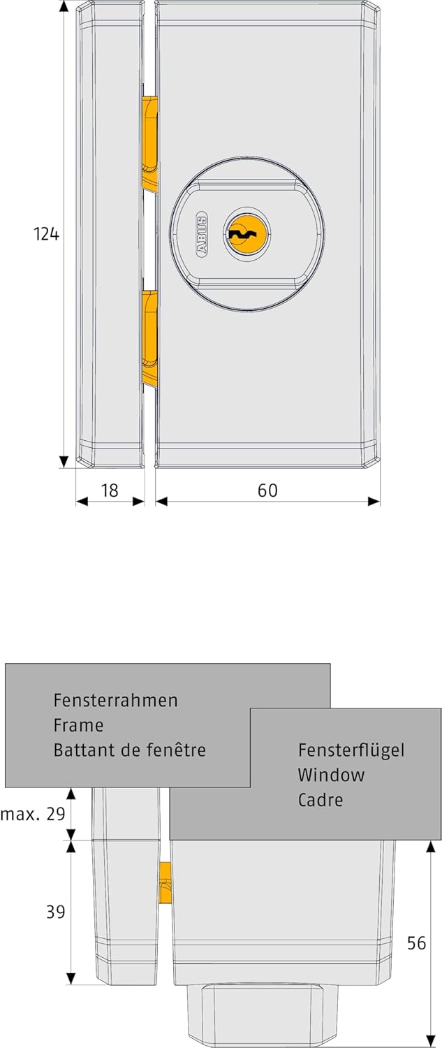ABUS Fenster-Zusatzsicherung FTS96A AL0089 - Fensterschloss mit intuitivem Schliessmechanismus und A