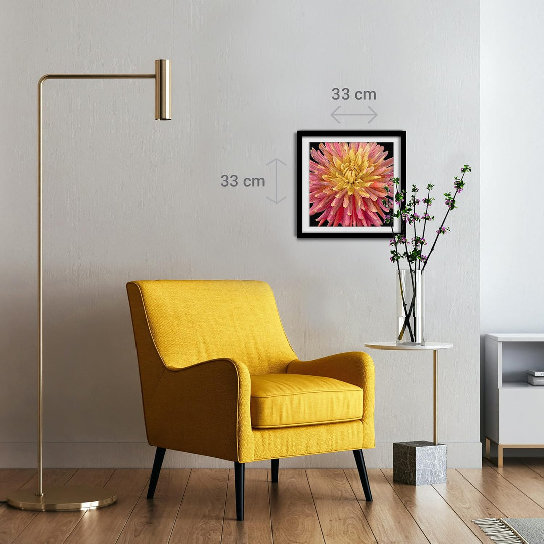 Thea Gouverneur - Kreuzstich-Set - Kissen mit Dahlia - Aida Schwarz - 18 Count - Für Erwachsene - 44