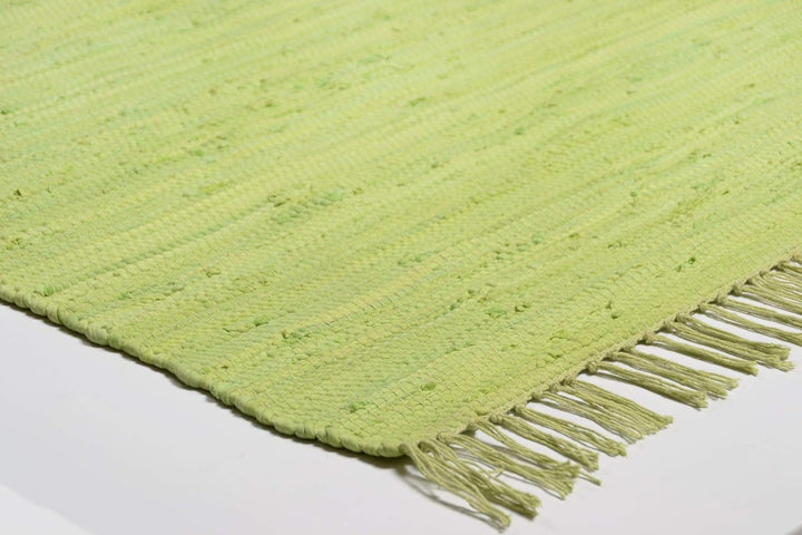 Theko | Dhurry Teppich aus 100% Baumwolle Flachgewebe Teppich Happy Cotton | handgewebt | Farbe: Grü