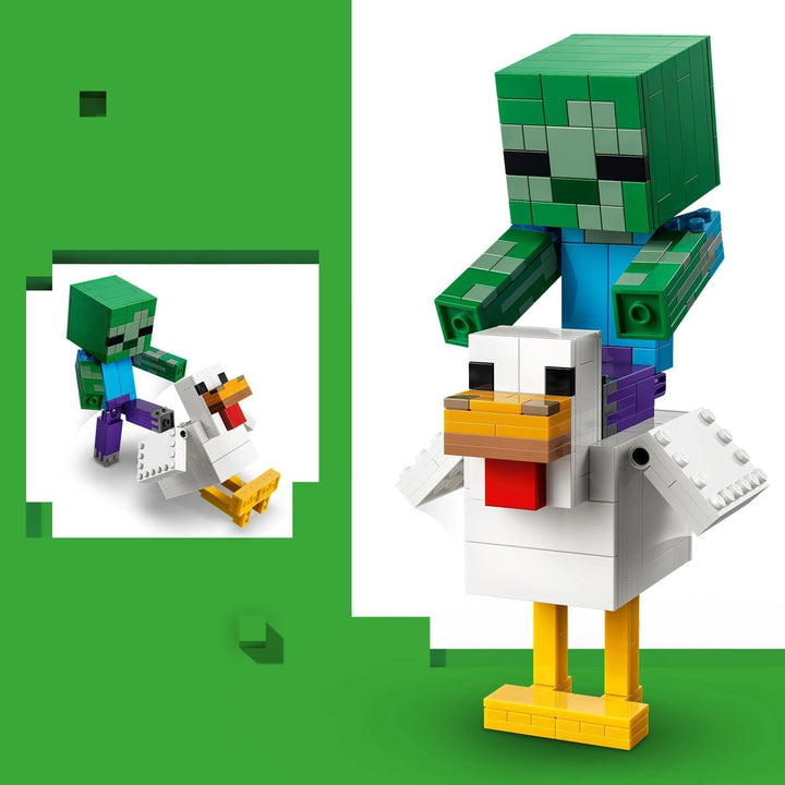 LEGO Minecraft Hühnerreiter - Bauspielzeug - Zimmerdeko zum Videospiel mit Zombiebaby, Huhn und Küke