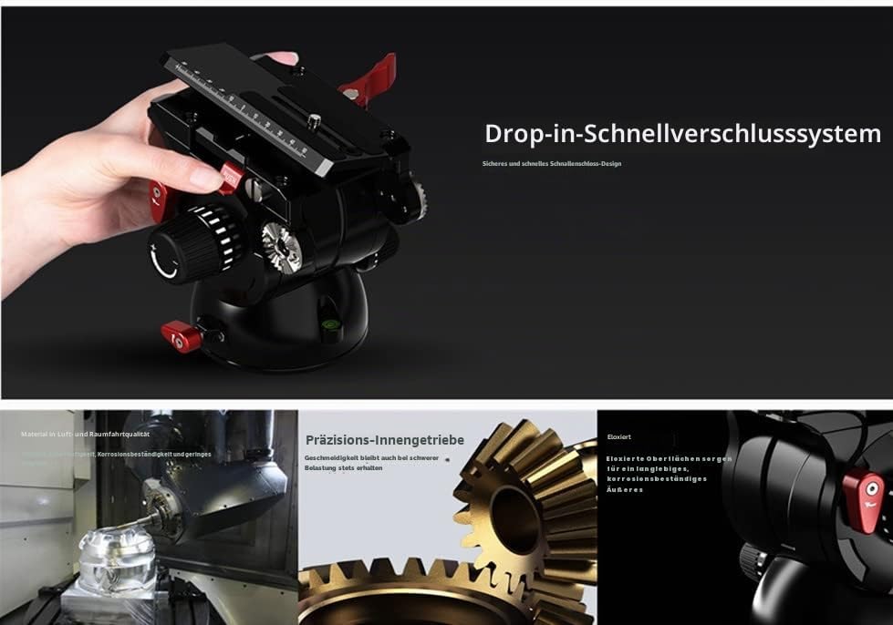 IFOOTAGE Komodo K7 Fluid Stativkopf, Schwerer Flüssiger Videokopf mit Flacher Basis und Schiebeplatt