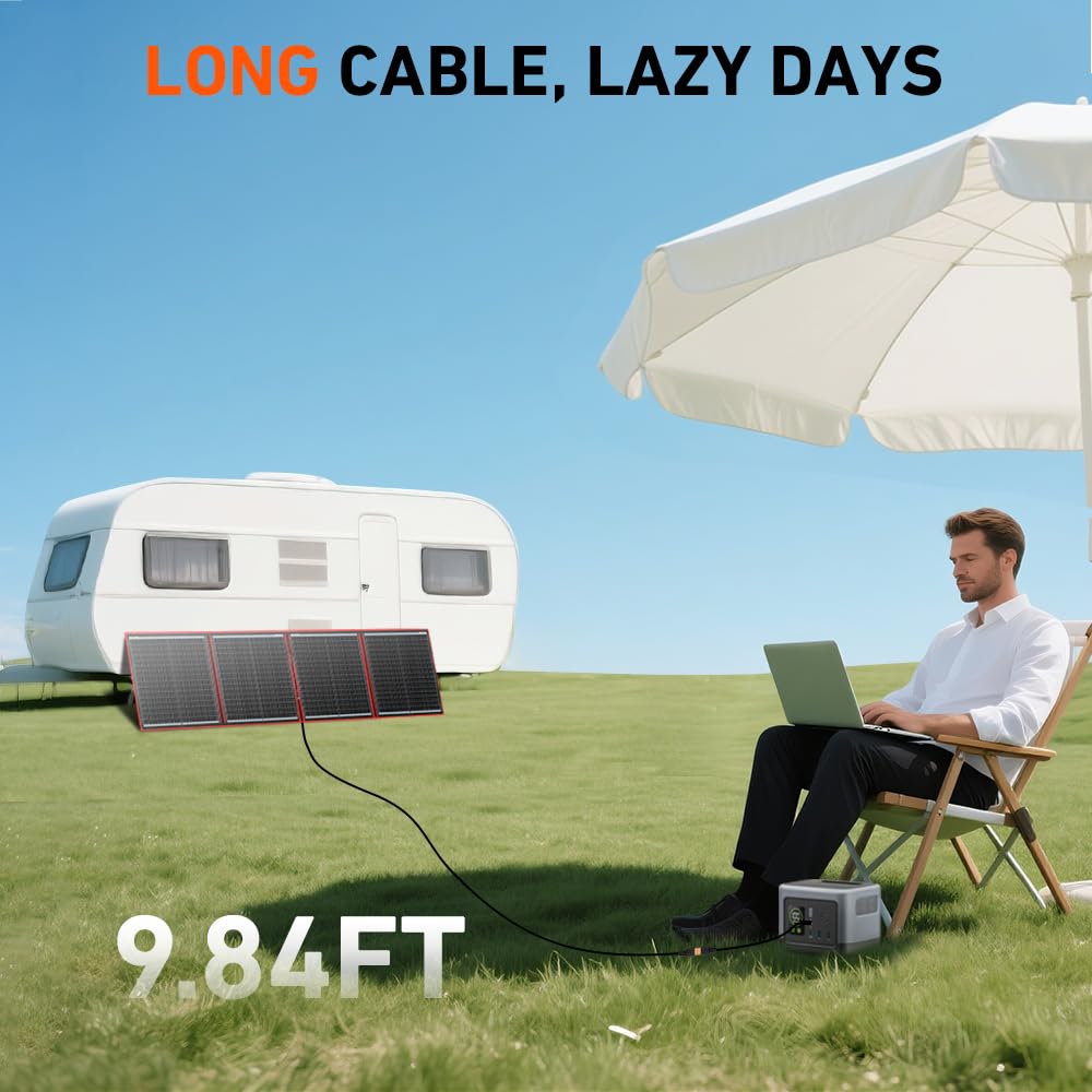 DOKIO Solarpanel Faltbar 160W Monokristalline Tragbare Solarmodul Camping Solaranlage Komplettset (S