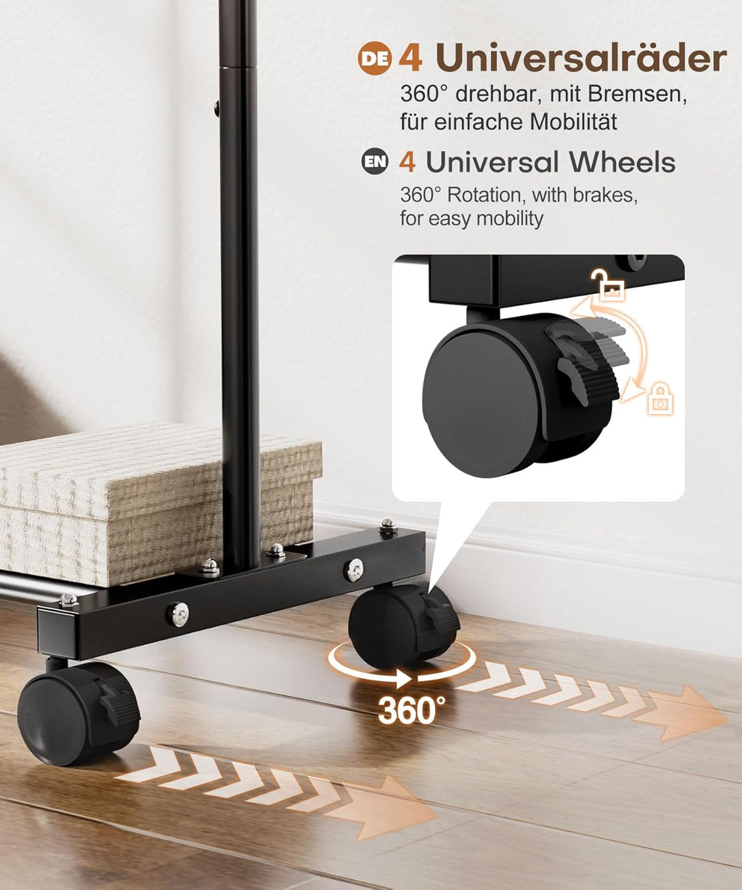 Yorbay Multifunktioneller Robuster Kleiderständer auf Rollen: Stabiler Kleiderstange aus Metall mit