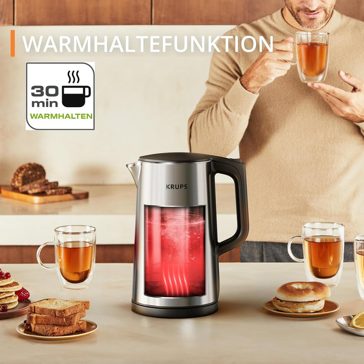 Krups Selection Wasserkocher, 1,7 Liter Fassungsvermögen für bis zu 6 Tassen, 6 Temperaturen, Real-T
