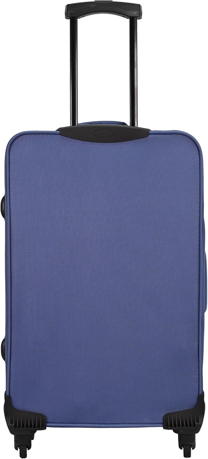 SIGN Stoffkoffer Reisekoffer Trolley (Handgepäck-Mittel-Gross-Set) + 5cm Dehnungsfuge (Blau, Grosser