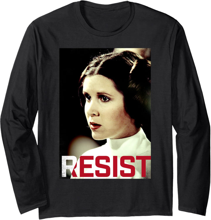 Star Wars Princess Leia Resist Text Portrait Langarmshirt