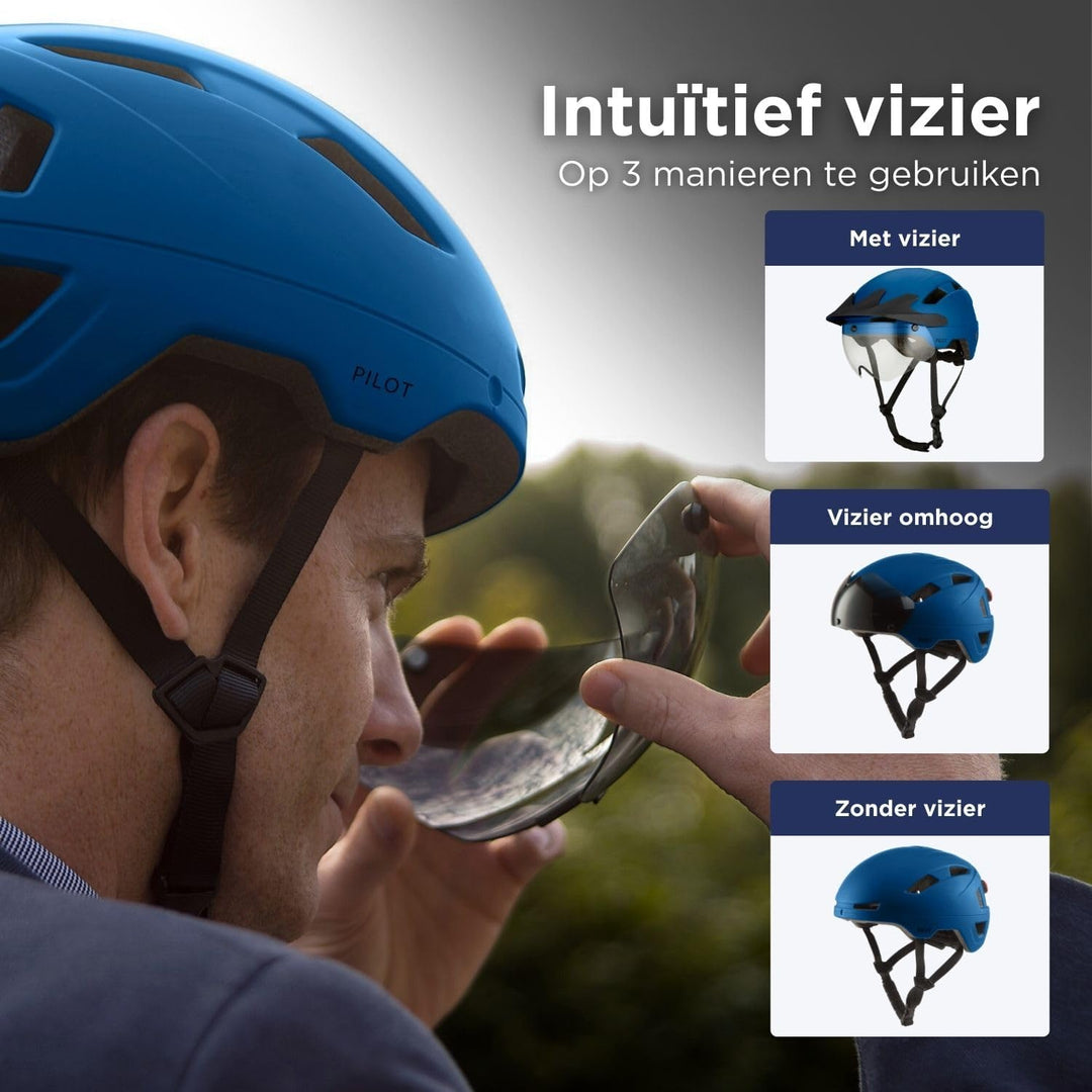 GOOFF Pilot S-Pedelec Helm - Schutz für schnelle E-Bike Fahrten – Fahrradhelm mit Visier und Licht –