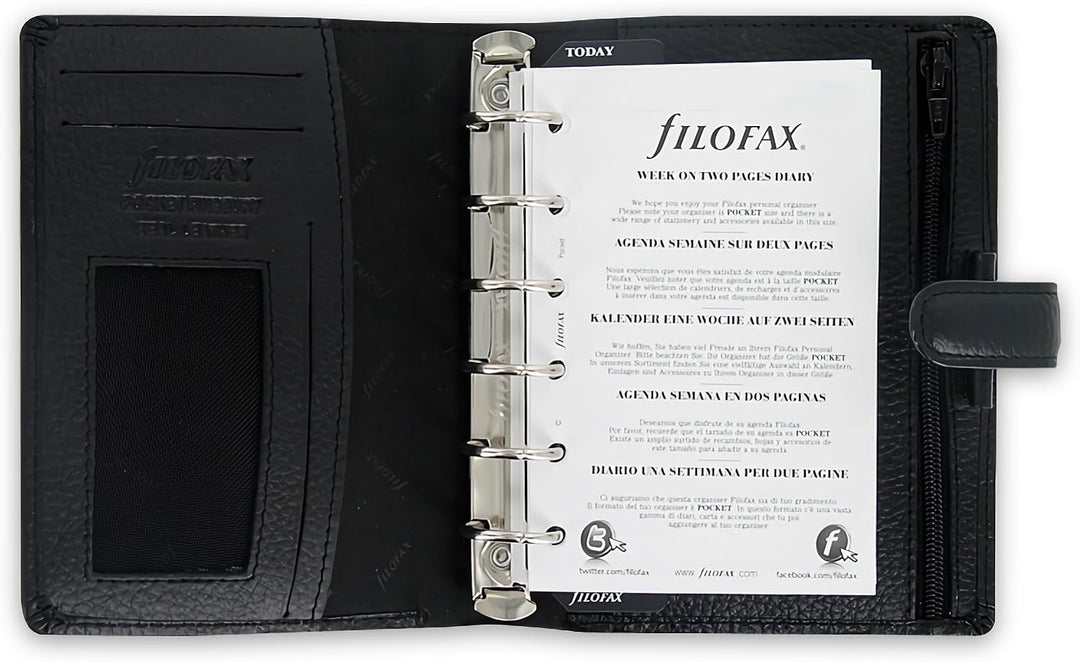 Filofax Pocket Finsbury Black Organizer 2022 schwarz Single, schwarz Single