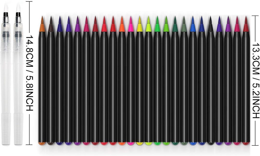 Amteker 24+1 Aquarellstifte Brush Pen Set, Malen, Pinselstifte mit Flexiblen Nylonspitzen, Wasserfar