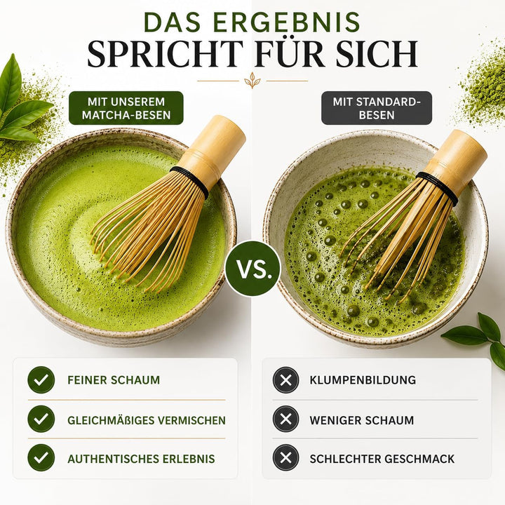 Matcha Besen Set Chasen – Handgefertigter Matcha Whisk aus natürlichem Bambus | 100 Borsten für perf