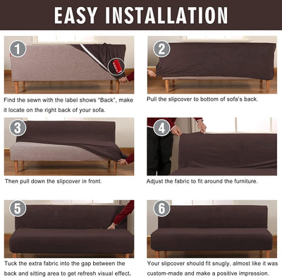 Mingfuxin Armlose Schlafsofabezüge, Stretch-Samt Futon Couchbezug Dicke weiche gemütliche Sofa Schon