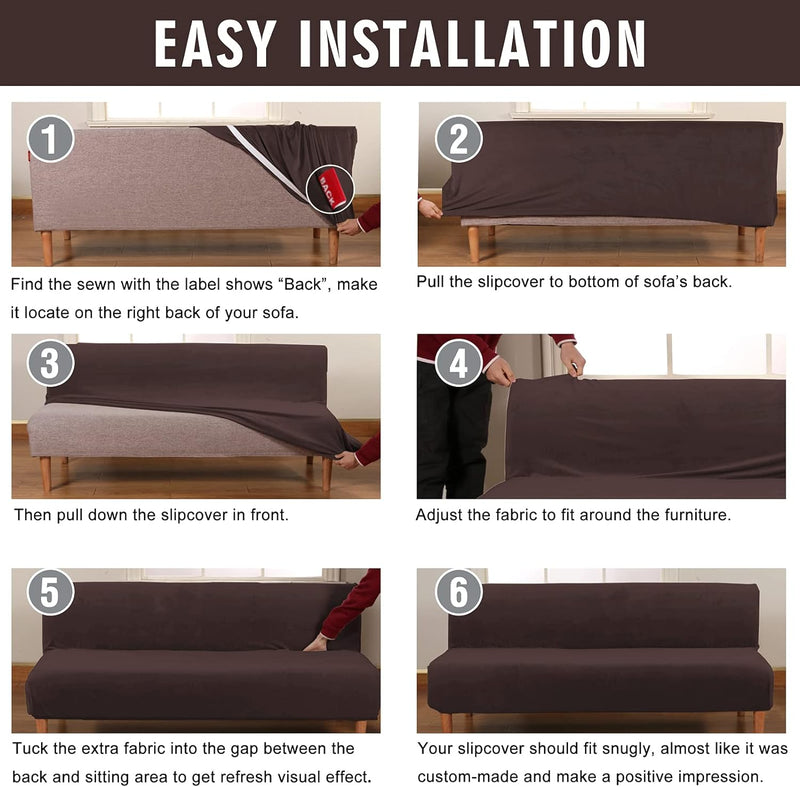 Mingfuxin Armlose Schlafsofabezüge, Stretch-Samt Futon Couchbezug Dicke weiche gemütliche Sofa Schon