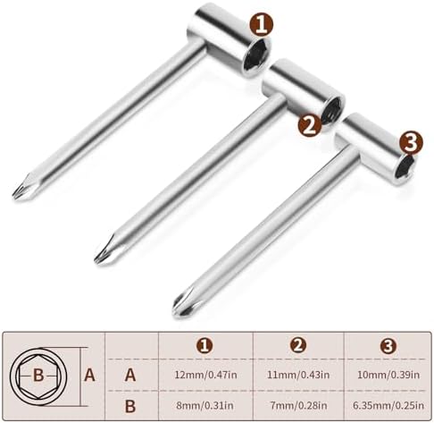 Gitarren-Halsstabschlüssel, 3 Stück, 7 Mm/8 Mm/6,35 Mm, Einstellwerkzeug für Gitarrenhals Zur Wartun