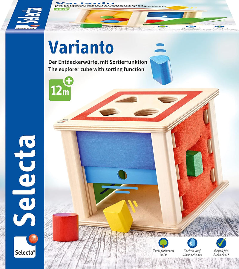 Selecta 62019 Varianto, Sortier-und Steckspiel aus Holz, 10 Monate to 3 Jahre, 15 cm, bunt