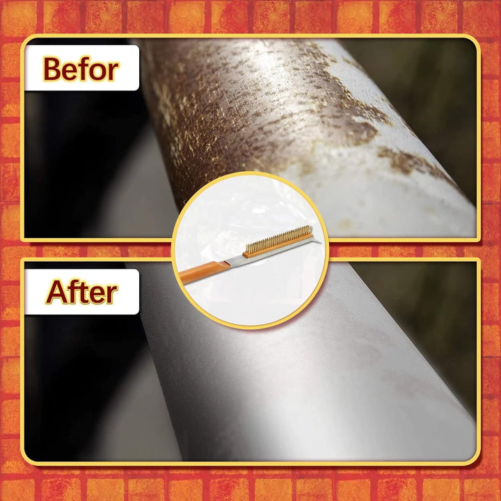 Pizza-Ofen-Bürste,Kupferdraht-Pizzastein-Reinigungsbürste mit Schaber,Grill-Grill-Reinigungswerkzeug