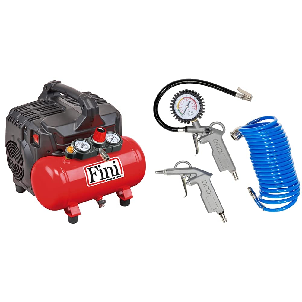Fini D'aria Compressore Silenzioso 2 Manometri (59 dB) Silent Kompressor 2 Manometer (59dB), 6L, 1.0