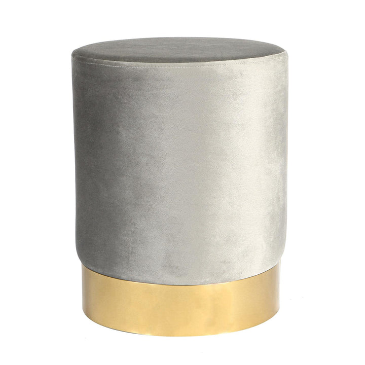 Harbour Housewares Runde Samtpouffe - 29 X 36cm - Grau