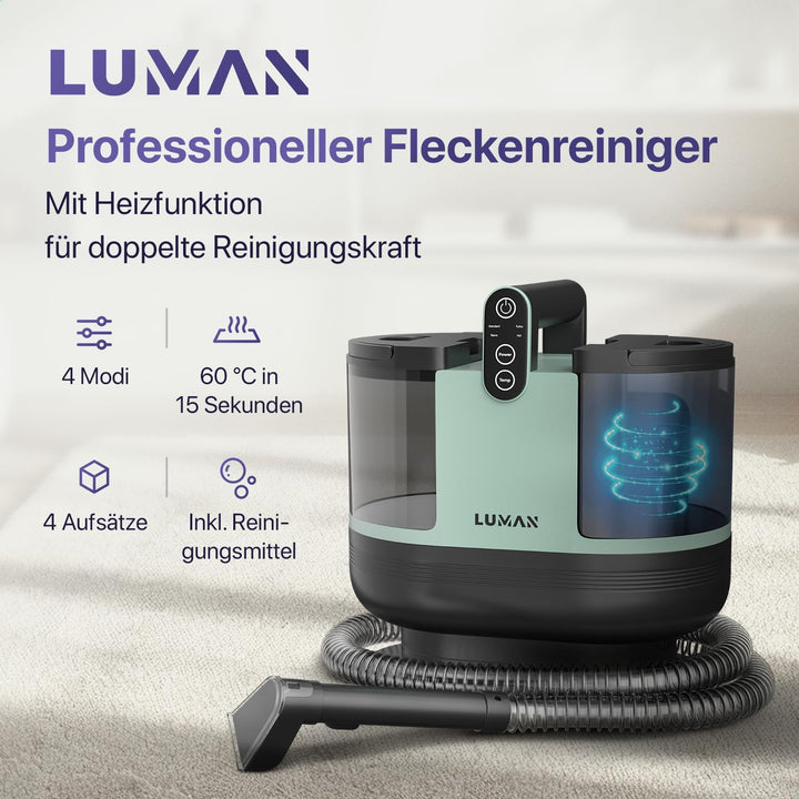 LUMAN 4 in 1 Teppichreiniger - Heizfunktion und Selbstreinigung - Fleckenreiniger - Sitzreiniger - R