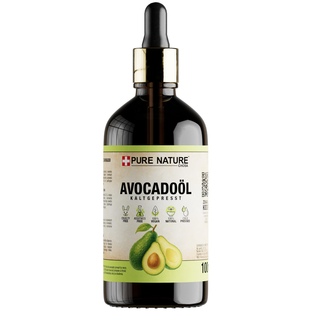 CHOSA Bio Avocadoöl Kaltgepresst Nativ 100 ml - Avocado Öl 100% Reines ohne Zusatzstoffe - Avocado O