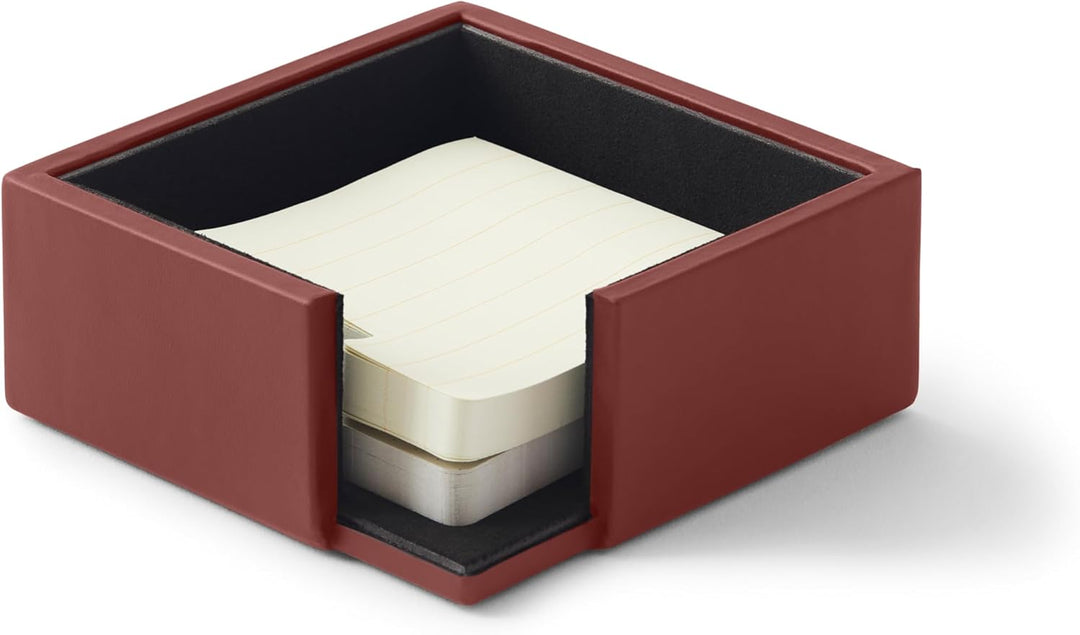 Eglooh - Minerva - Notizzettel Box Leder Bordeaux Rot - Zettelbox, Notizklotz, Zettelkasten für Schr