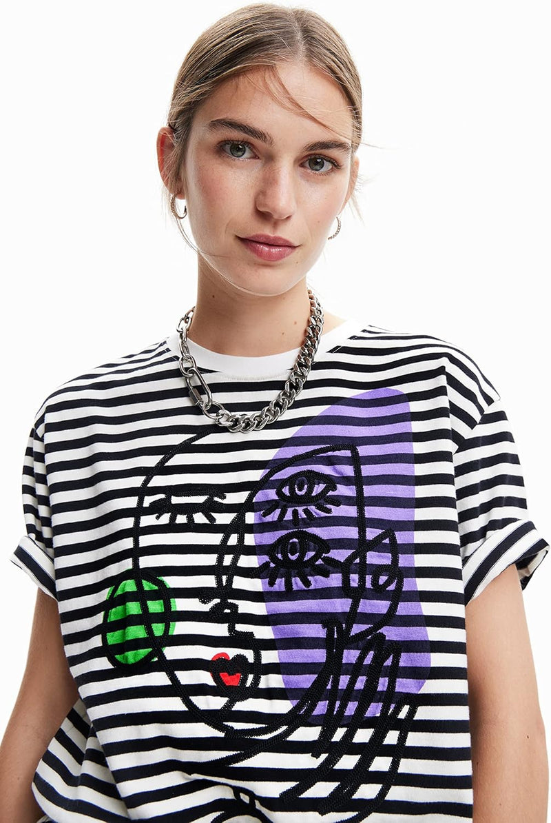 Desigual Damen T-Shirt L Schwarz, L Schwarz