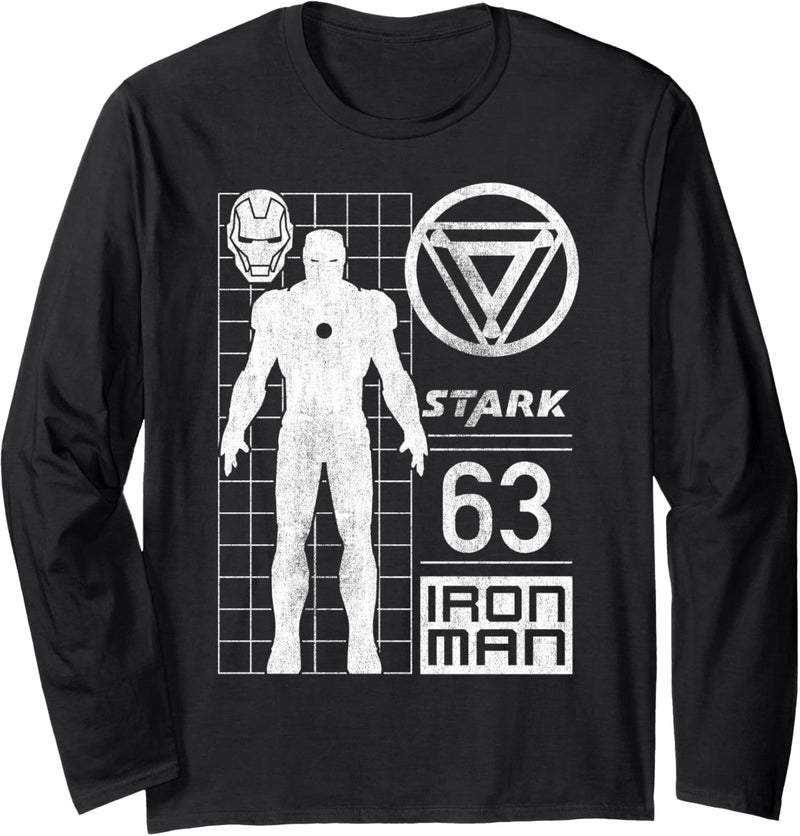 Marvel Iron Man Stark Industries 63 Moto Geometric Langarmshirt