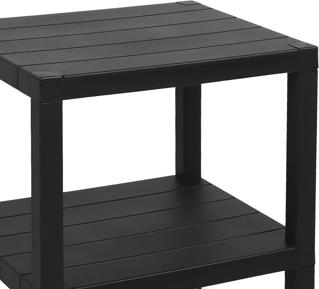 Spetebo Kunststoff Beistelltisch klein in anthrazit mit 2 Ablagen - 45 x 38 cm - Standregal rechteck