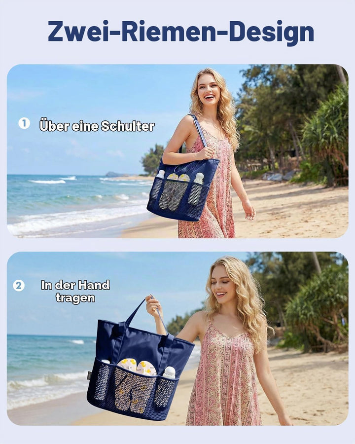 Strandtasche Damen mit Reissverschluss Badetasche Klein mit Fächern Faltbar | Faltbar, Leicht, Doppe