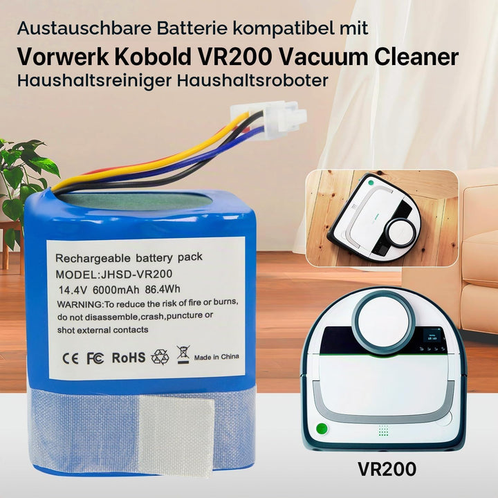 METACUCU 6000mAh Akku kompatibel mit Vorwerk Kobold VR200 Staubsauger Home Cleaner Heimroboter