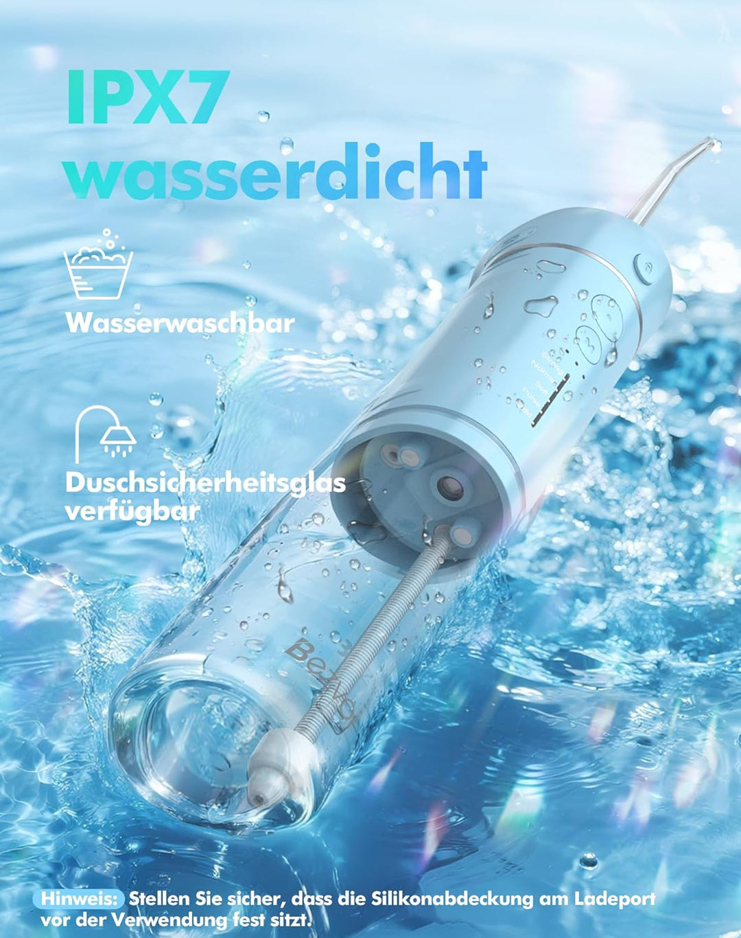 Reise Munddusche Kabellos Zahnreinigung: Oral Irrigator mit 5 Modi, 180ML Wassertank IPX7 Wasserdich