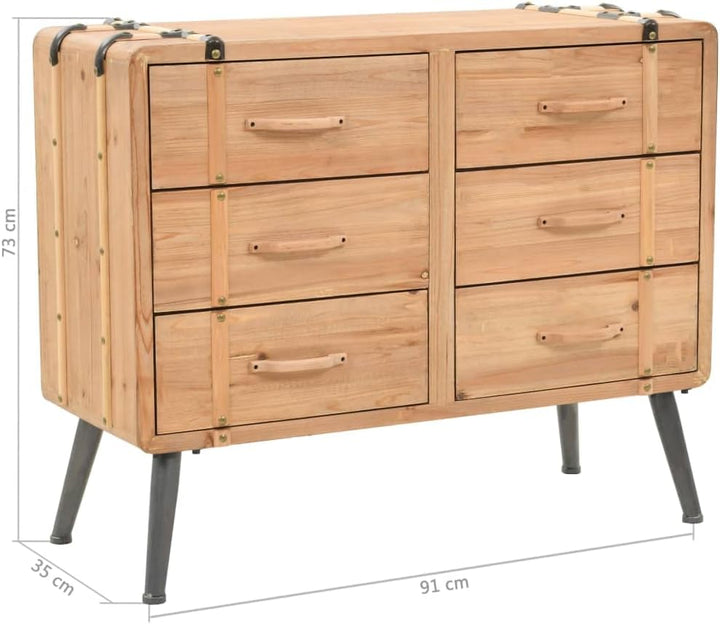 vidaXL Schubladenschrank Tannenholz Massiv Sideboard Kommode Anrichte Schrank