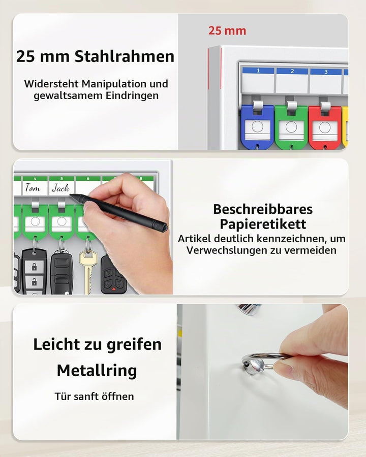 Uniclife 32 Position Schlüssel Schloss Box, Wandmontage Schlüsselbox, Auto Schlüssel Organizer mit s