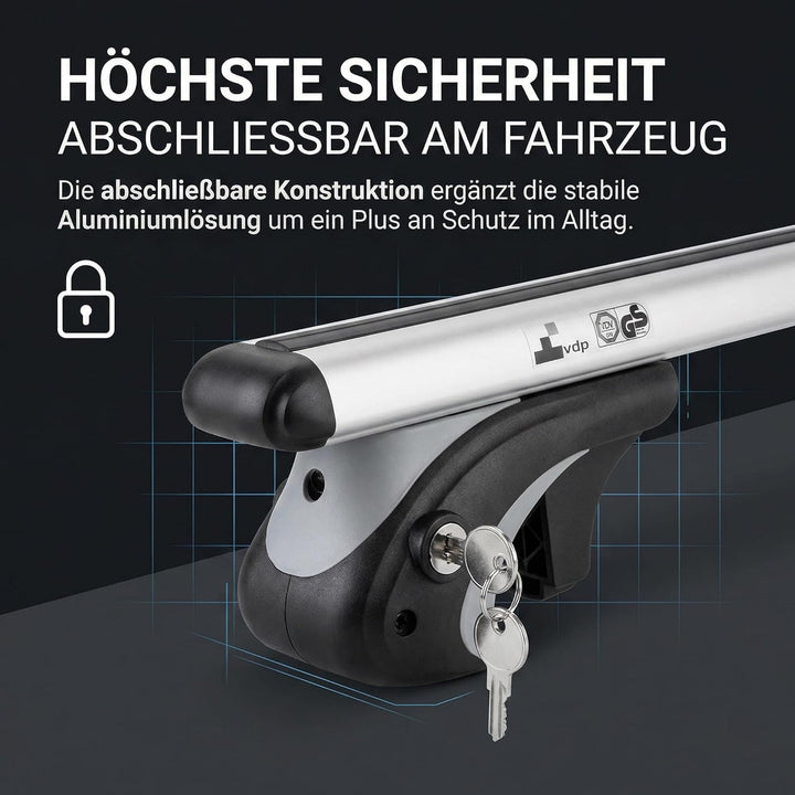 VDP L120 Alu Relingträger Dachträger bis 90kg VDP-R-005-120 Single, Single