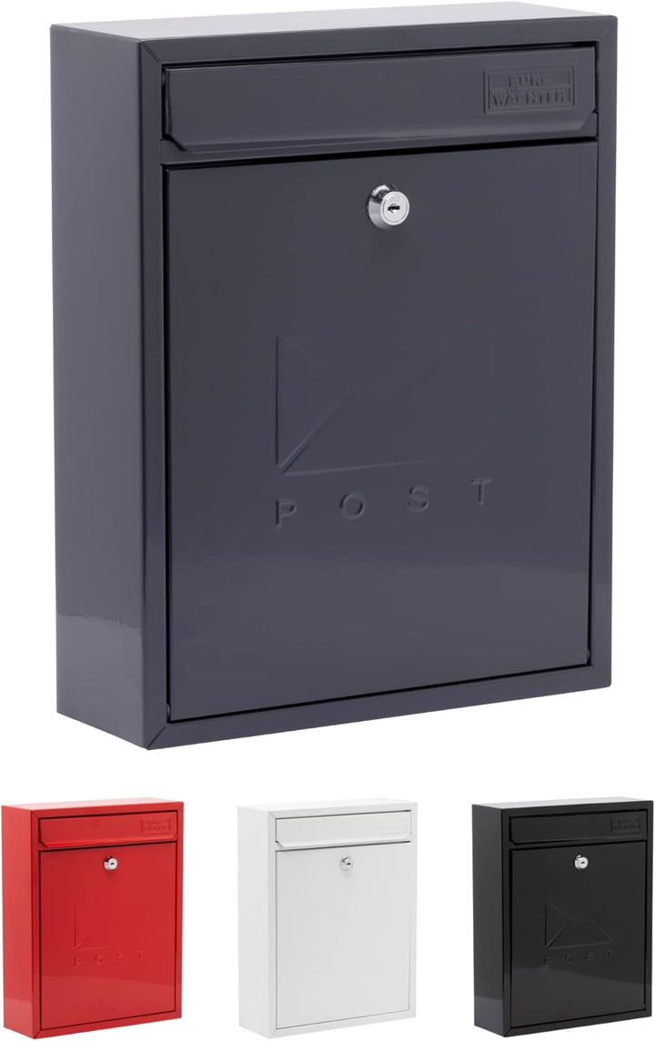 Burg-Wächter MB05A Compact Wandmontierter Briefkasten aus verzinktem Stahl, anthrazit, 26x33x9cm