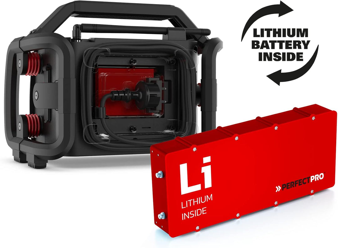 PerfectPro Baustellenradio ROCKPRO, DAB+ und UKW-Empfang, Bluetooth, Inklusive Ladegerät und Lithium