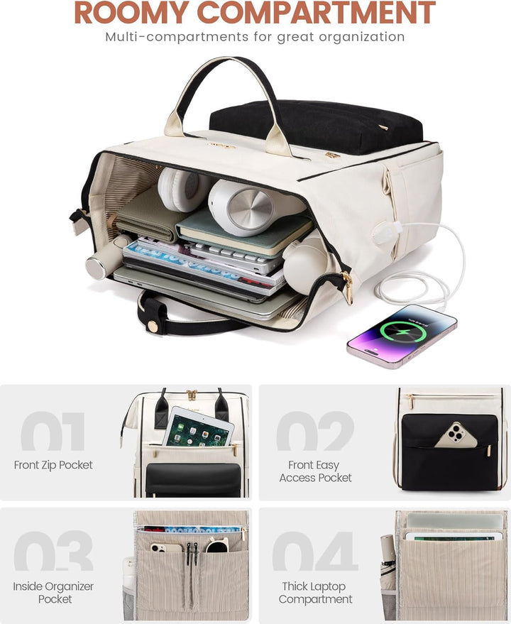 LOVEVOOK Rucksack Damen 15,6 Zoll Laptop Arbeitstasche Backpack Women Wasserdichter Handtasche Handg