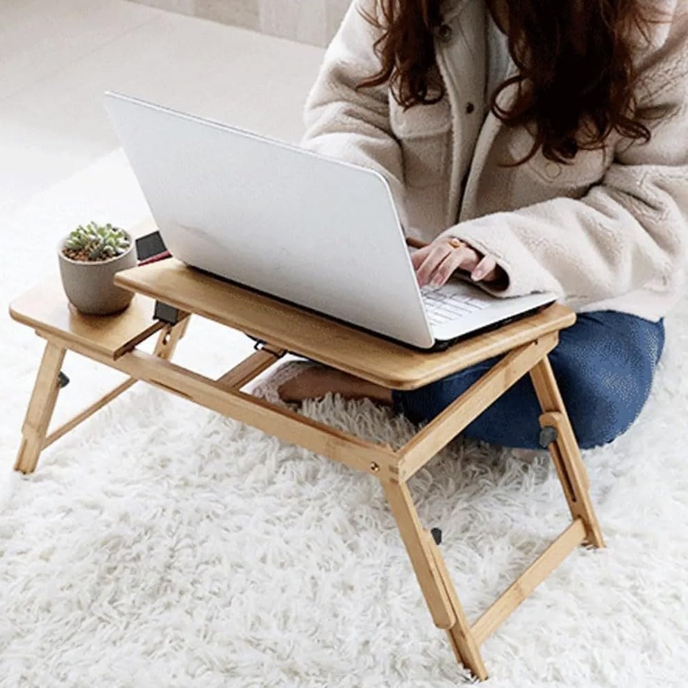 Ruhhy Laptoptisch Notebooktisch aus Bambus Betttisch Zeichentisch und Esstisch für Bett 67 x 28 x 26