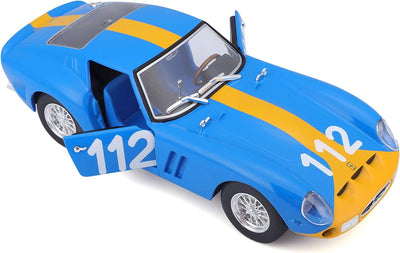 Bburago 18-26305 Ferrari 250 GTO Modellauto 1:24, Blau/Gelb