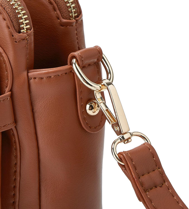 Crossbody Bags for Women Three-Layer Shoulder Bag Vegan Leather Multiple Compartments Handbag Purses