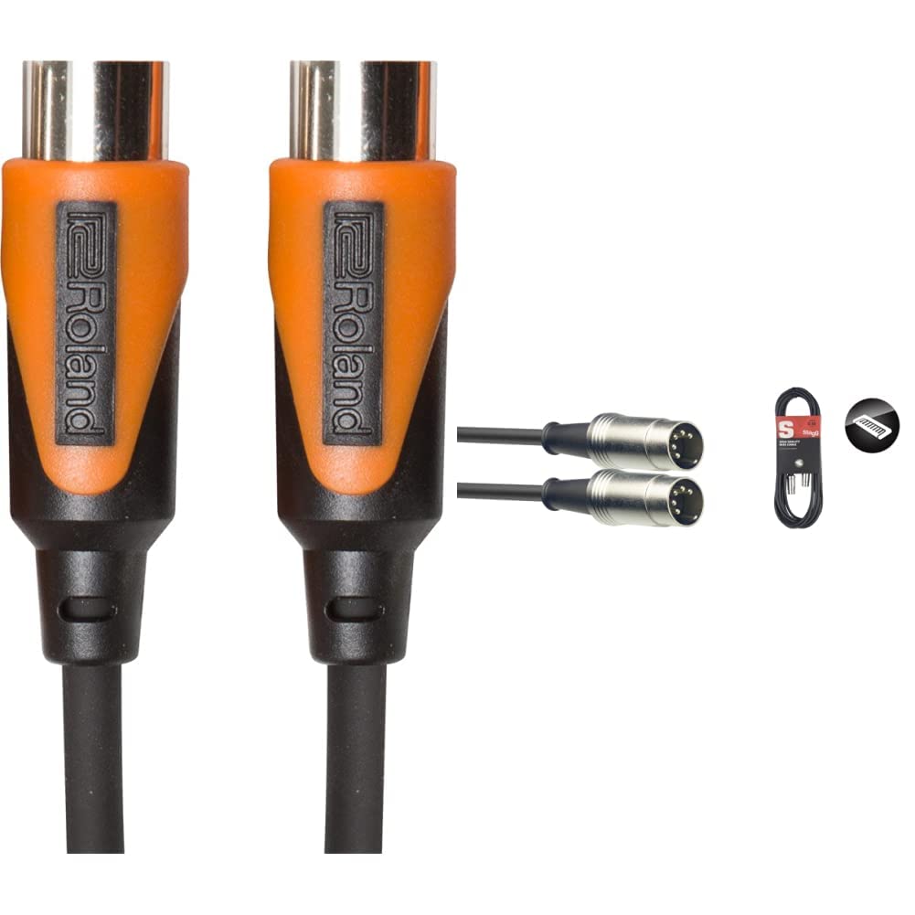 Roland Black-Serie MIDI-Kabel, Länge: 6m – RMIDI-B20 & Stagg SMD10 Metall-MIDI-Kabel der S-Serie SMD