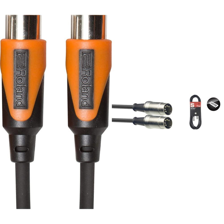Roland Black-Serie MIDI-Kabel, Länge: 6m – RMIDI-B20 & Stagg SMD10 Metall-MIDI-Kabel der S-Serie SMD