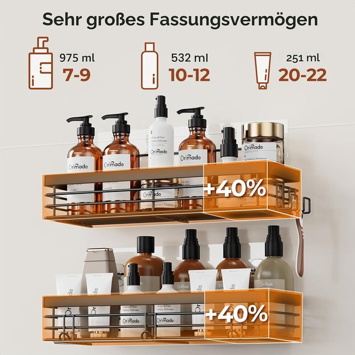 Orimade Duschablage ohne Bohren mit 5 Haken, Badezimmer duschregal ohne bohren Selbstklebend Duschab