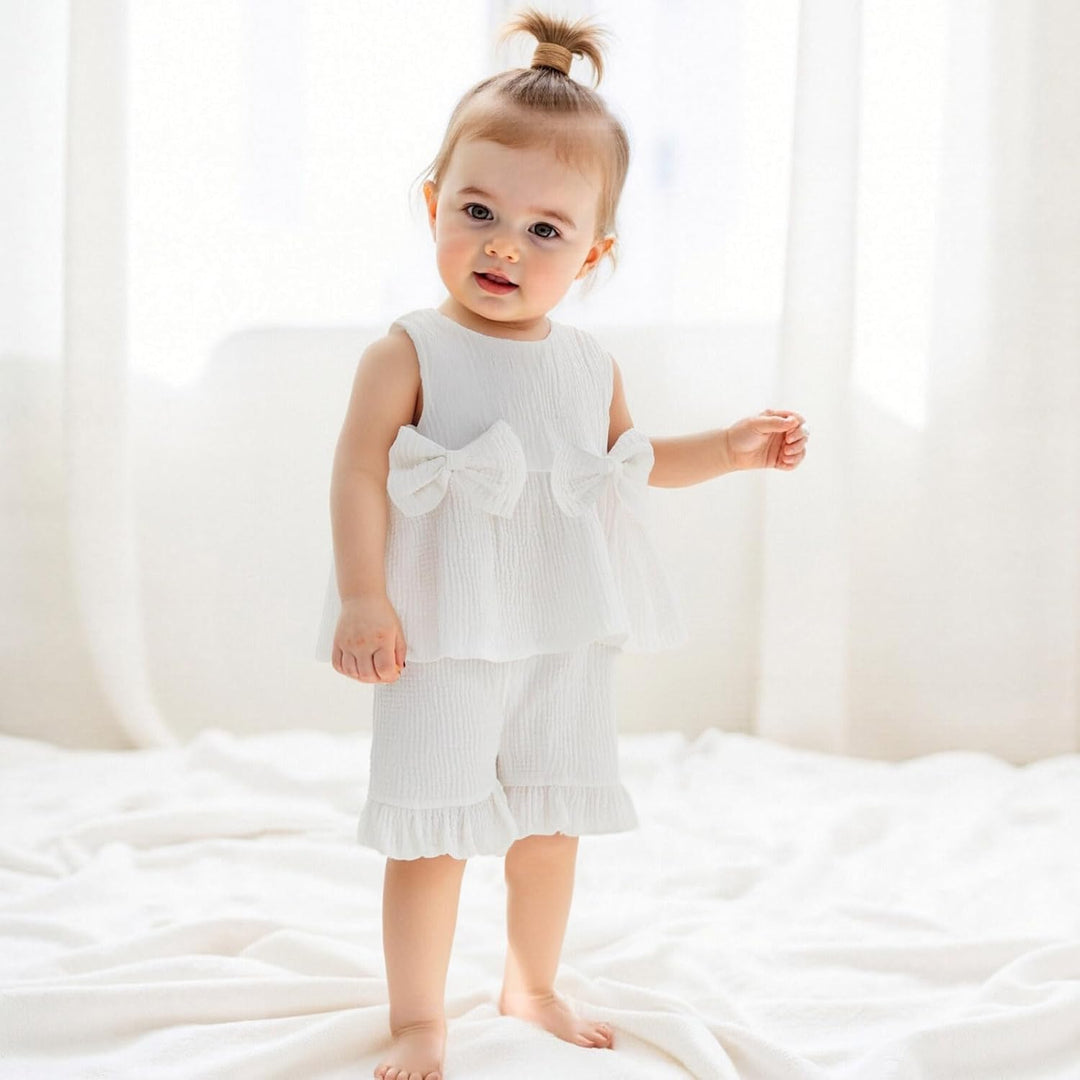 Loalirando Baby Mädchen Musselin Kleidung Set Ärmellos Oberteil + Shorts Sommer Outfits Kinderkleidu