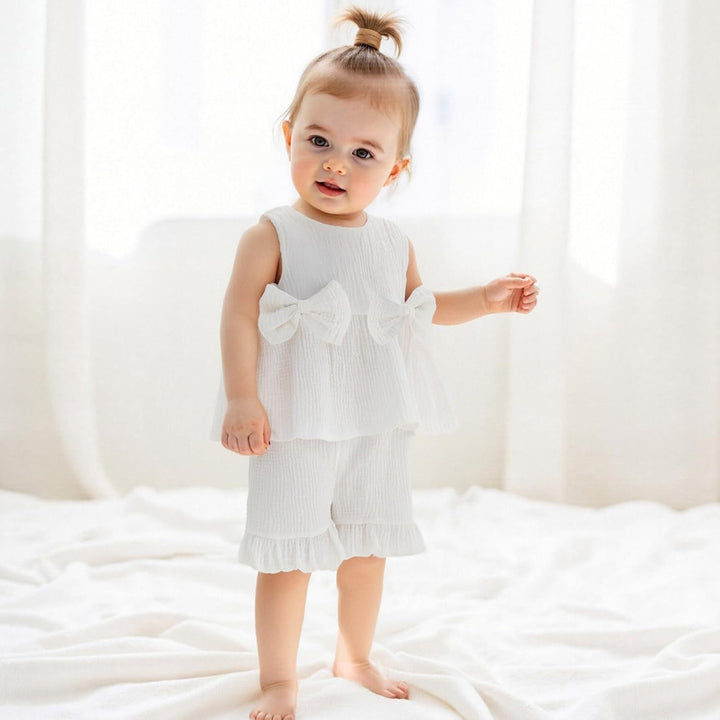 Loalirando Baby Mädchen Musselin Kleidung Set Ärmellos Oberteil + Shorts Sommer Outfits Kinderkleidu