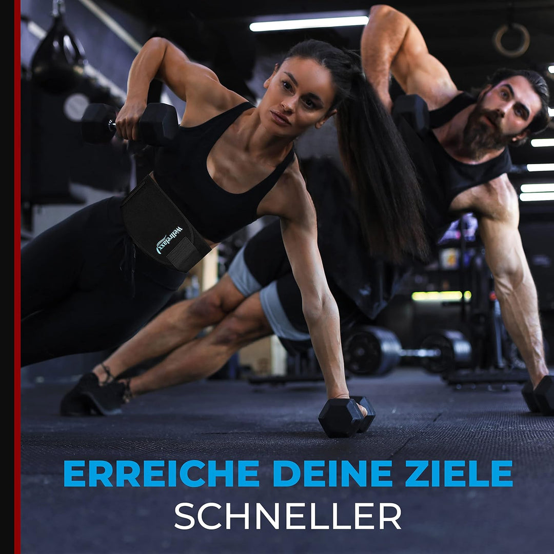 Bauchweggürtel Damen mit stark haftendem Klettverschluss - Schwitzgürtel bis 115cm - Waist Trainer D