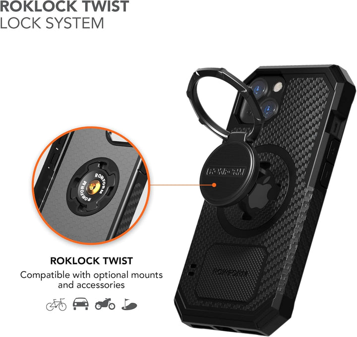 Rokform - iPhone 13 Hülle, Rugged Series, Dual Magnet Plus MagSafe kompatibel, magnetische Schutzhül