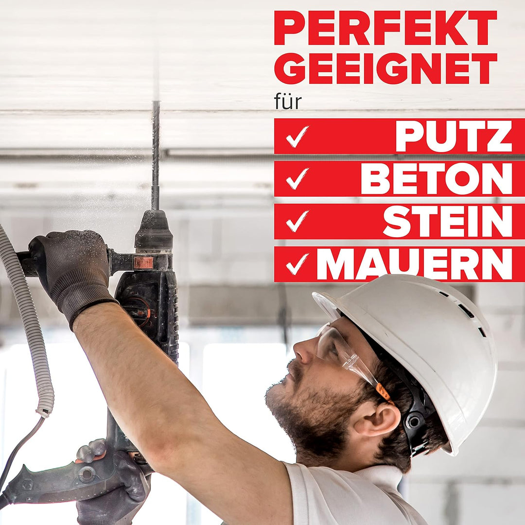 SDS Plus Bohrer Set | Hammerbohrer für Beton mit 4 Schneiden | in den Grössen 6,6,8,8,10 | Betonbohr
