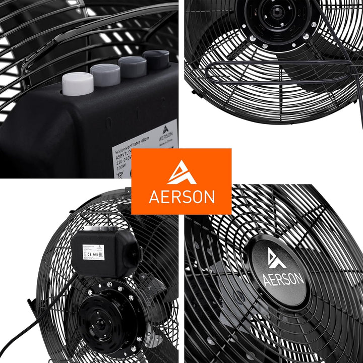 TRESKO AERSON Bodenventilator 50cm | Windmaschine mit 3-Leistungsstufen 120W | Standventilator Venti