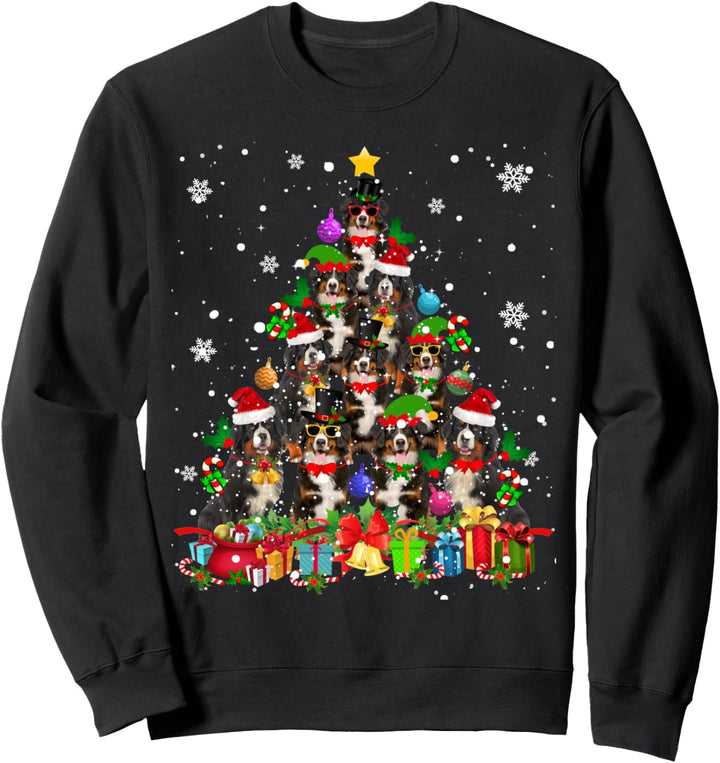 Christmas Tree Bernese Mountain Funny Santa Elf Dog Sweatshirt